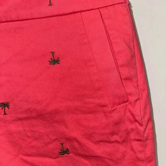 Women's J.Crew Shorts, Size 8, Salmon / Coral Pink with Palm trees - Picture 2 of 11